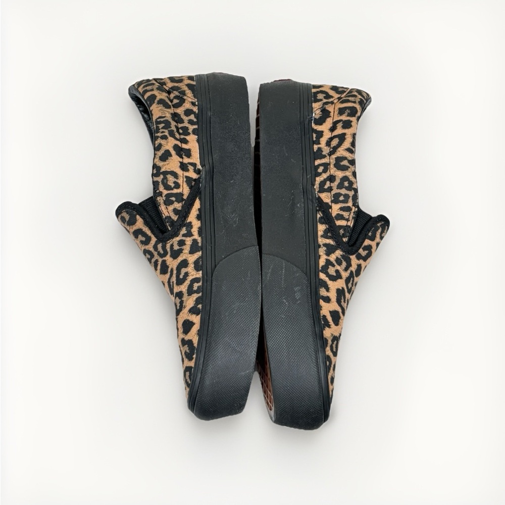 Vans Leopard Print Slip-On Sneakers in Tan and Black